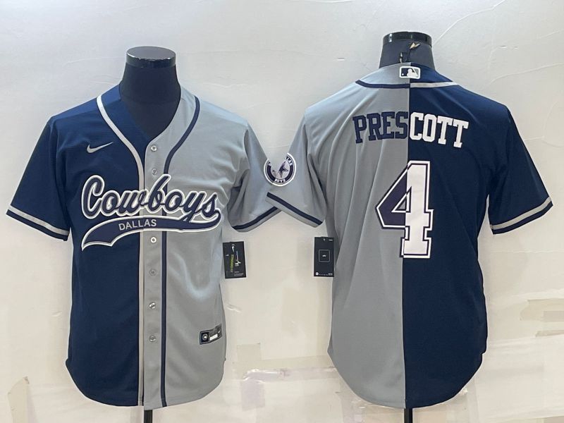 Men Dallas Cowboys 4 Prescott Blue grey 2022 Nike Co branded NFL Jersey